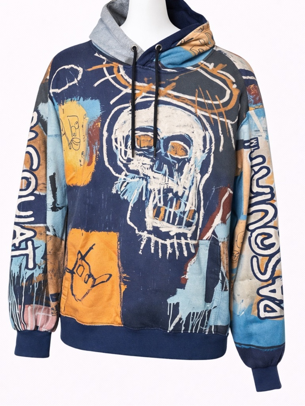 Members Only BASQUIAT Multicolor Graffiti Skull Pullover Hoodie